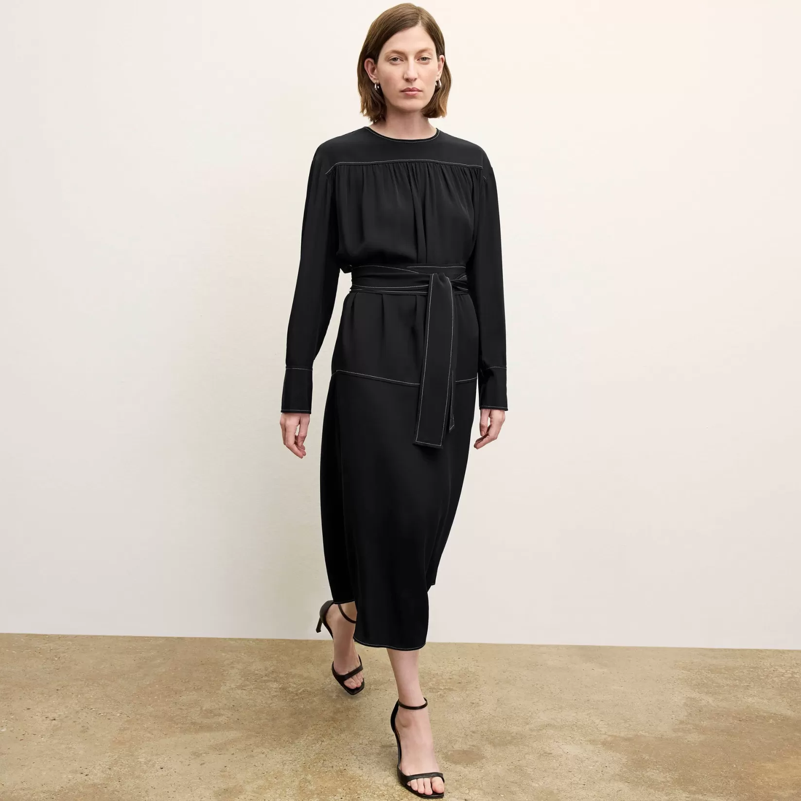 Dresses | M.M.LaFleur The Edie Dress - Washable Silk Top Stitch BlackwithTopstitch