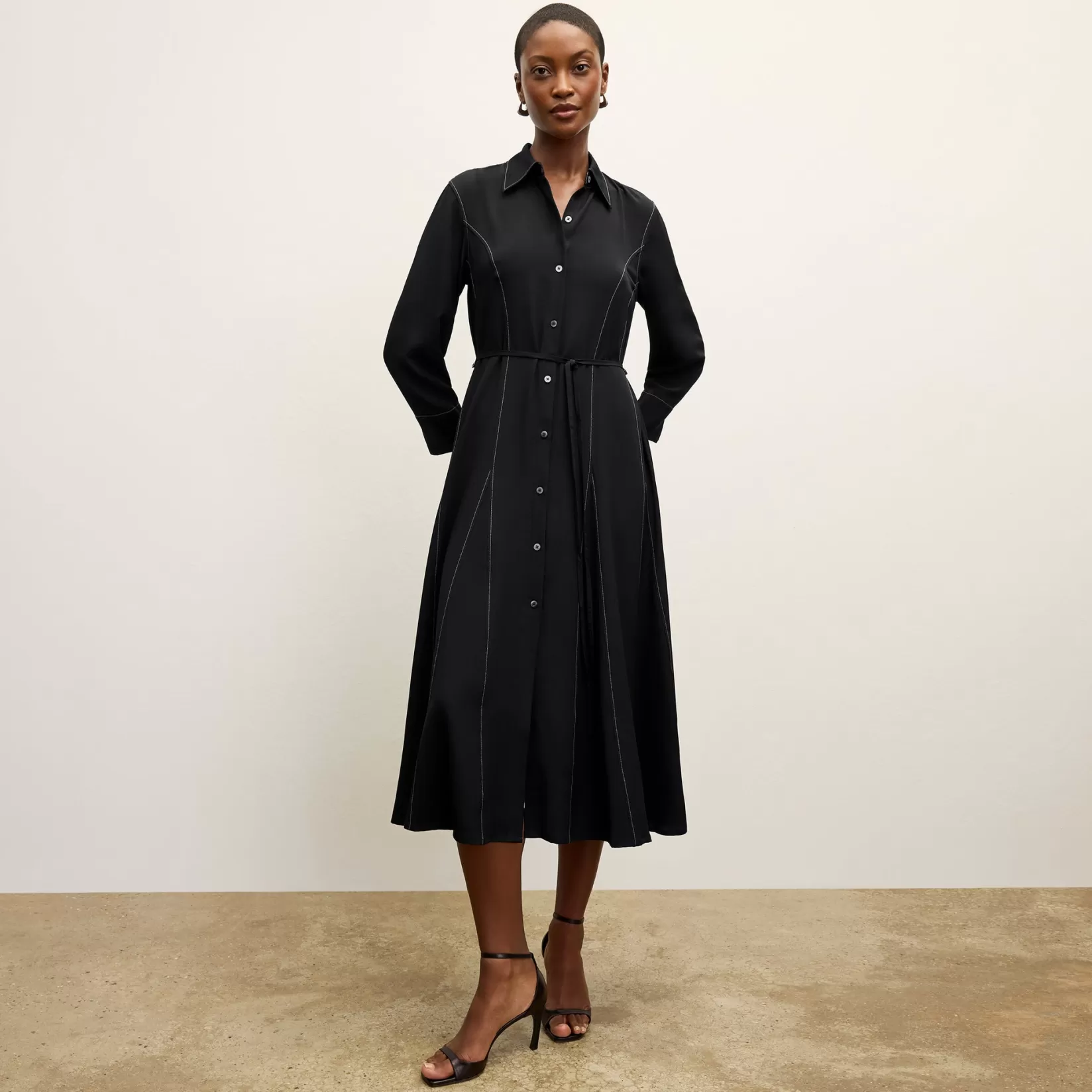 Dresses | M.M.LaFleur The Pepper Dress - Washable Silk Top Stitch BlackwithTopstitch